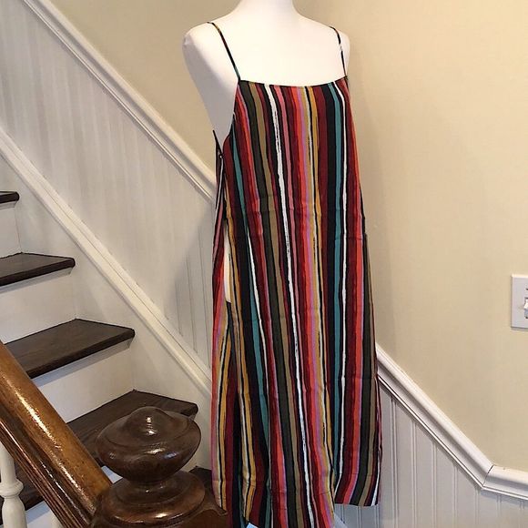 FREE PEOPLE Spaghetti Strap Rainbow Longline Tank W. Open Sides Sz Small NWT - Picture 2 of 10